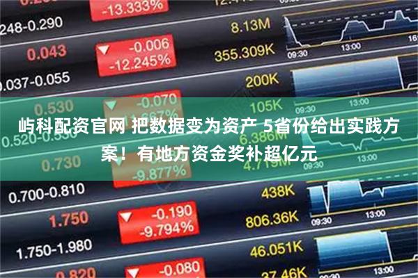屿科配资官网 把数据变为资产 5省份给出实践方案！有地方资金奖补超亿元